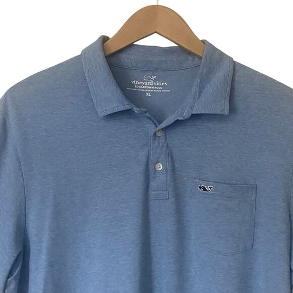 Vineyard Vines Mens Size XL Edgartown Polo Shirt Short Sleeve Heather Blue - Picture 2 of 9